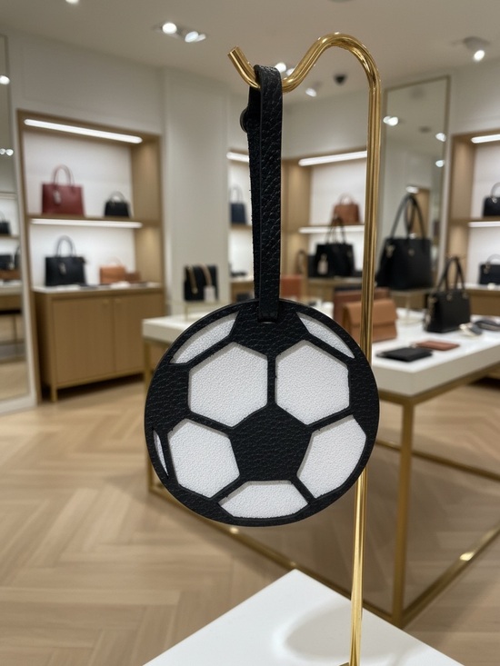 Hand Crafted Handbags - Leather Soccer Ball Bag Charm Tag